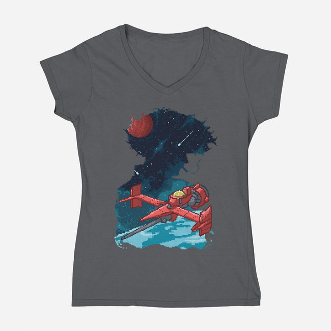 Pixel Space Cowboy-womens v-neck tee-danielmorris1993