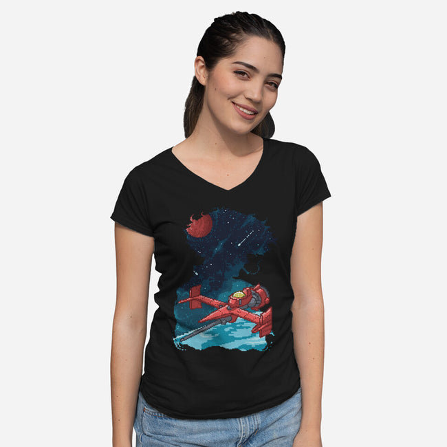 Pixel Space Cowboy-womens v-neck tee-danielmorris1993