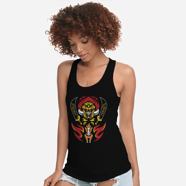 Desert Demigod And Tiny Horse-womens racerback tank-Logozaste