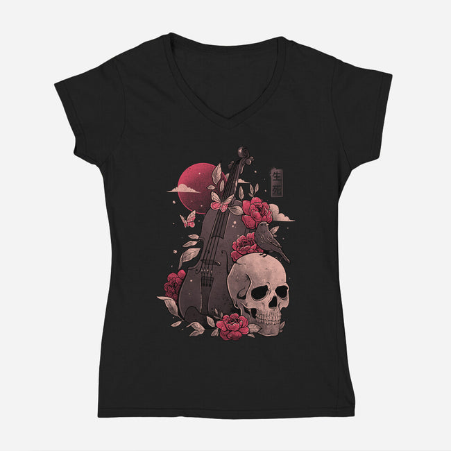 Death And Music-womens v-neck tee-eduely