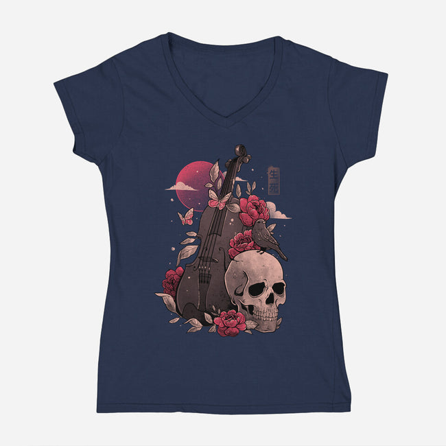 Death And Music-womens v-neck tee-eduely