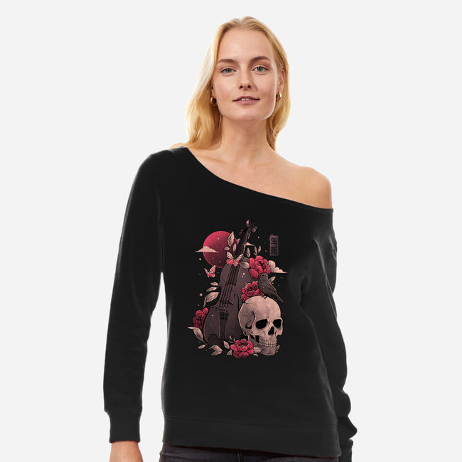 Death And Music-womens off shoulder sweatshirt-eduely