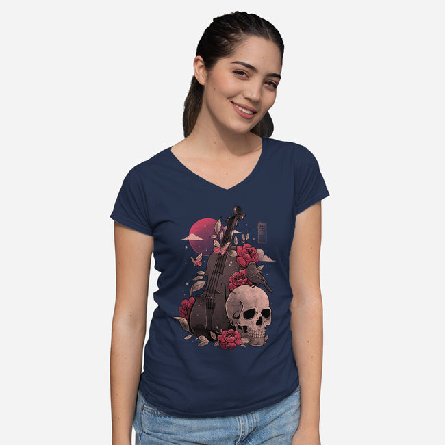 Death And Music-womens v-neck tee-eduely