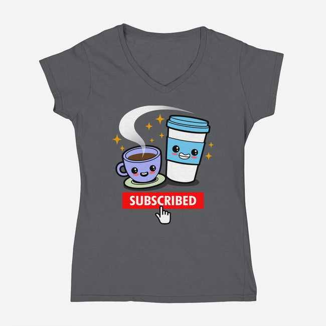 Subscribed To Coffee-womens v-neck tee-Boggs Nicolas