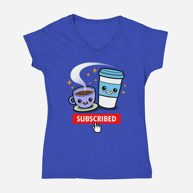 Subscribed To Coffee-womens v-neck tee-Boggs Nicolas