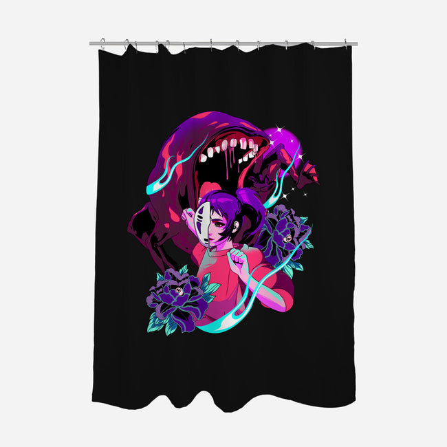Spirit Monster Fight-none polyester shower curtain-heydale