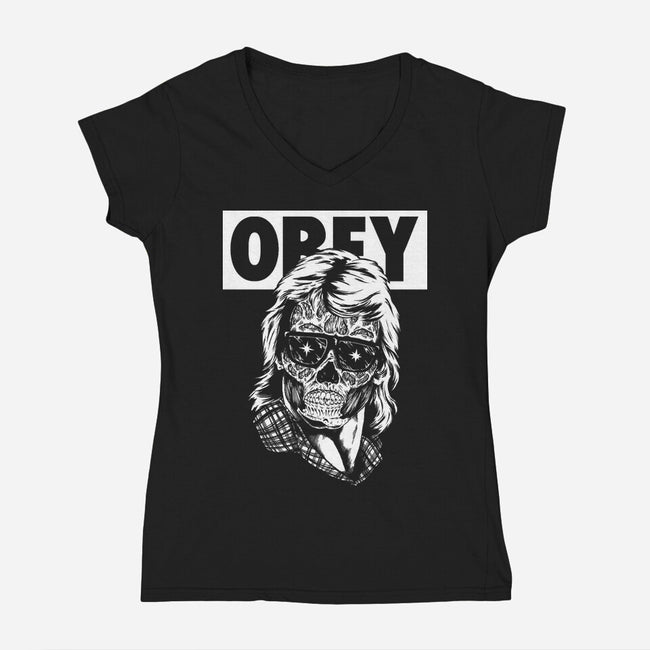 Consume And Obey-womens v-neck tee-Jonathan Grimm Art