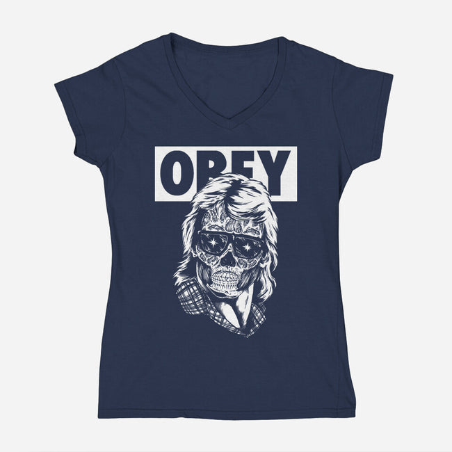 Consume And Obey-womens v-neck tee-Jonathan Grimm Art