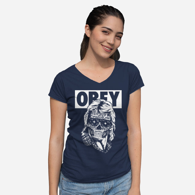 Consume And Obey-womens v-neck tee-Jonathan Grimm Art