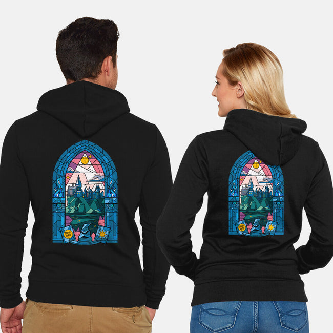 Stained Glass Castle-unisex zip-up sweatshirt-daobiwan