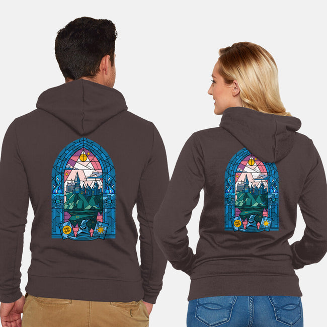 Stained Glass Castle-unisex zip-up sweatshirt-daobiwan