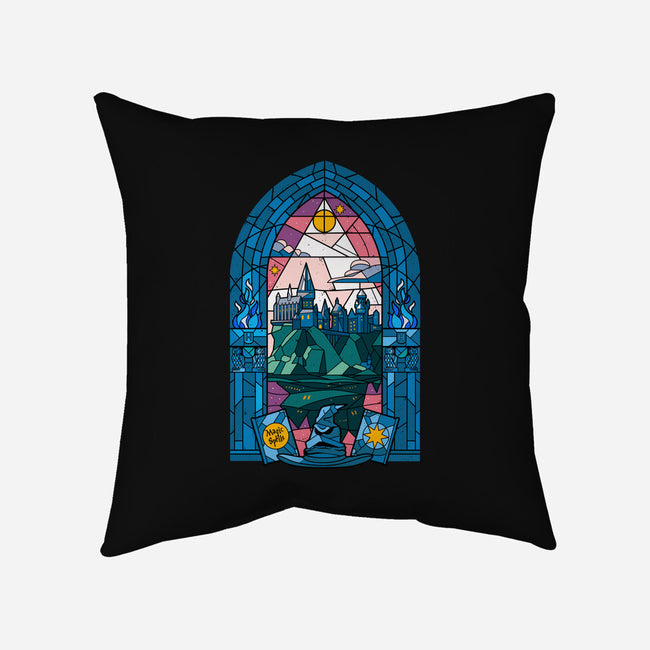 Stained Glass Castle-none removable cover w insert throw pillow-daobiwan