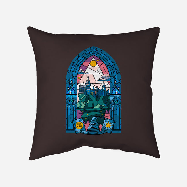 Stained Glass Castle-none removable cover w insert throw pillow-daobiwan