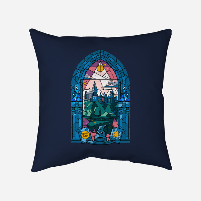 Stained Glass Castle-none removable cover w insert throw pillow-daobiwan