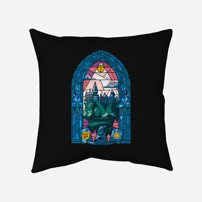 Stained Glass Castle-none removable cover throw pillow-daobiwan
