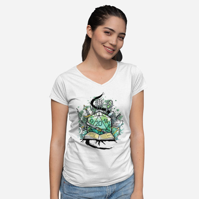 Dice Sketch-womens v-neck tee-Vallina84