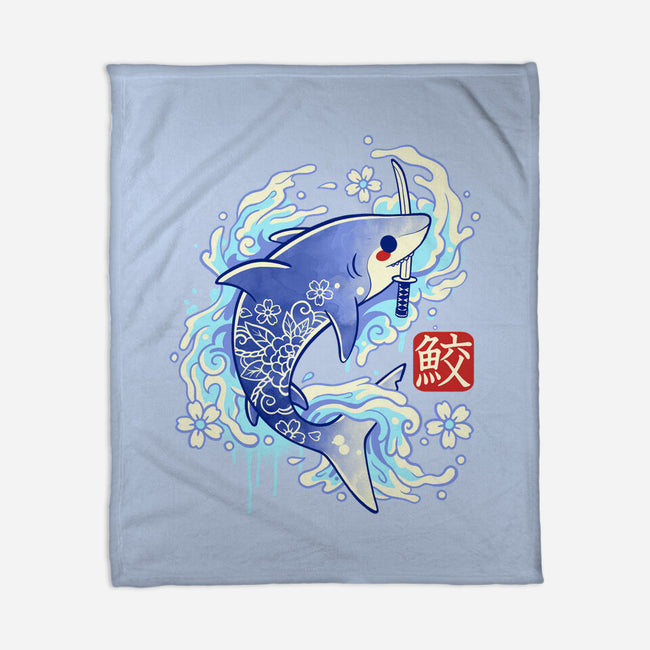 Japanese Shark Kawaii-none fleece blanket-NemiMakeit