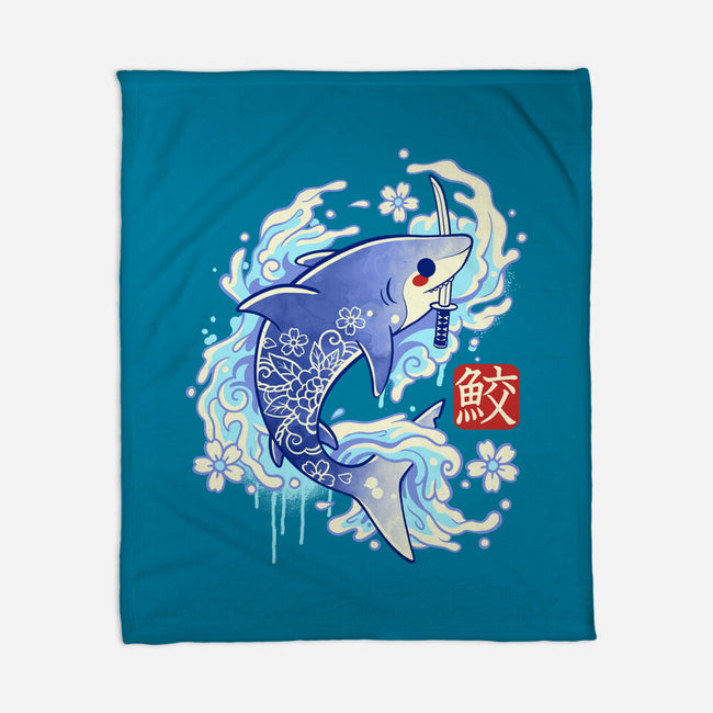 Japanese Shark Kawaii-none fleece blanket-NemiMakeit