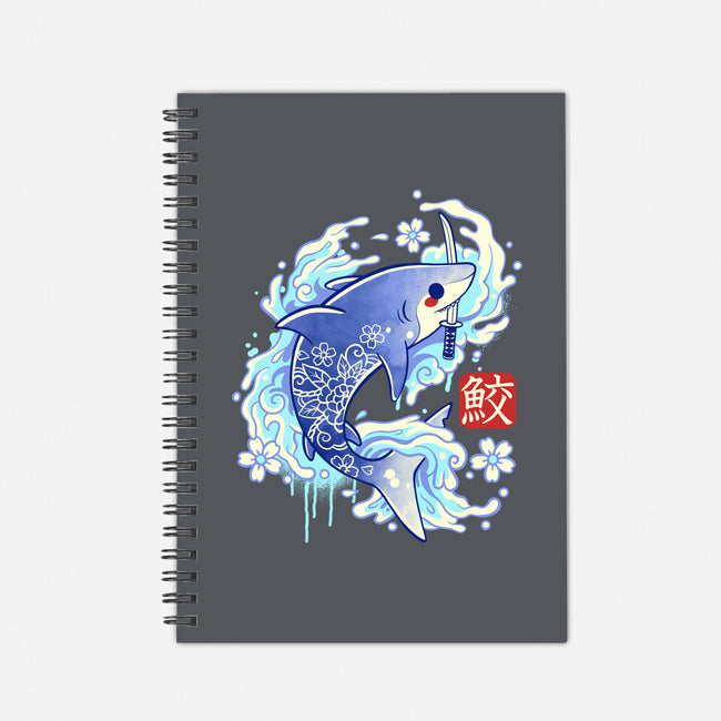 Japanese Shark Kawaii-none dot grid notebook-NemiMakeit