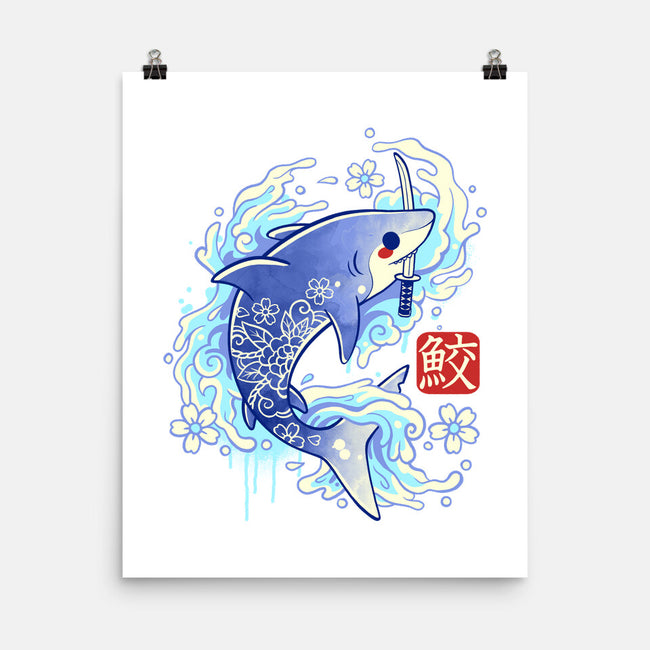 Japanese Shark Kawaii-none matte poster-NemiMakeit