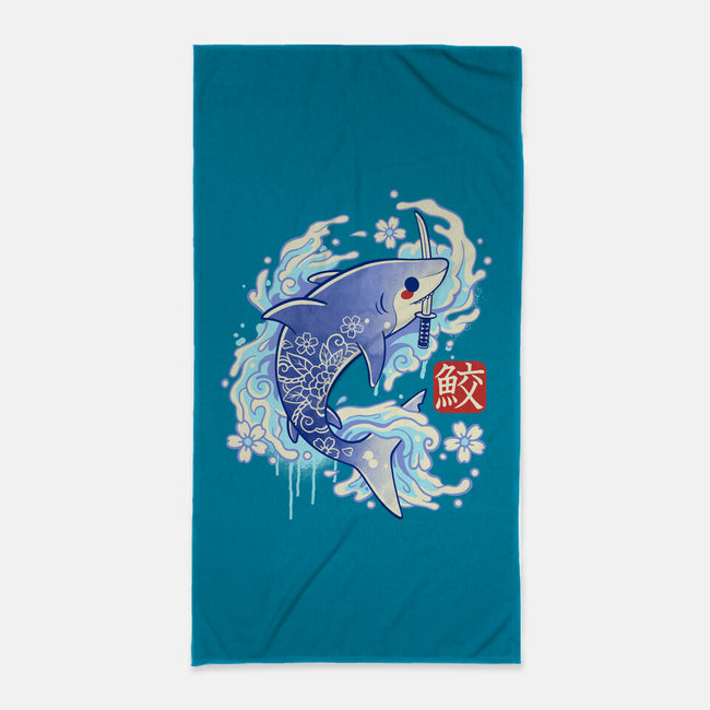 Japanese Shark Kawaii-none beach towel-NemiMakeit