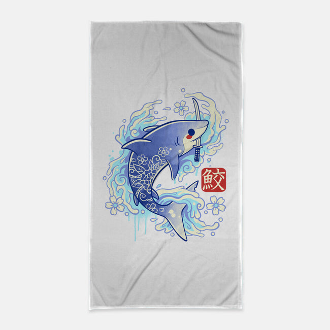 Japanese Shark Kawaii-none beach towel-NemiMakeit