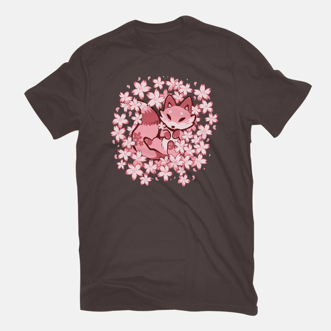 Cherry Blossom Fox-womens basic tee-TechraNova