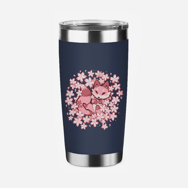 Cherry Blossom Fox-none stainless steel tumbler drinkware-TechraNova