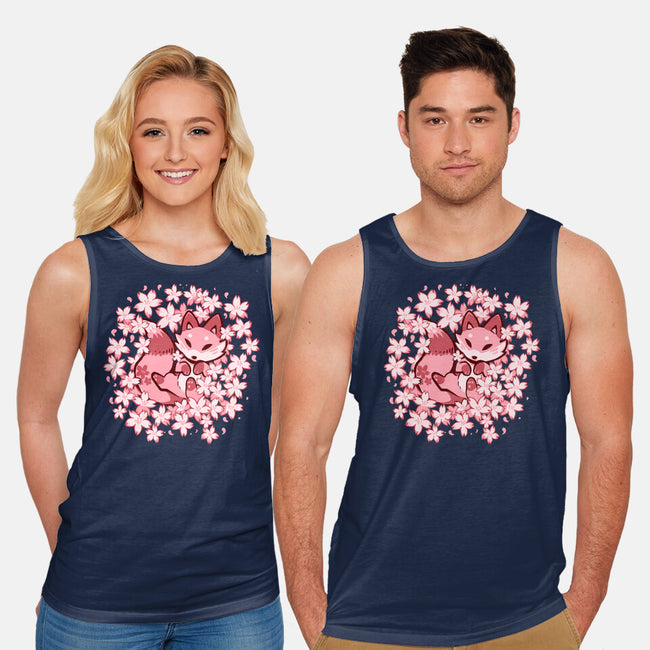 Cherry Blossom Fox-unisex basic tank-TechraNova