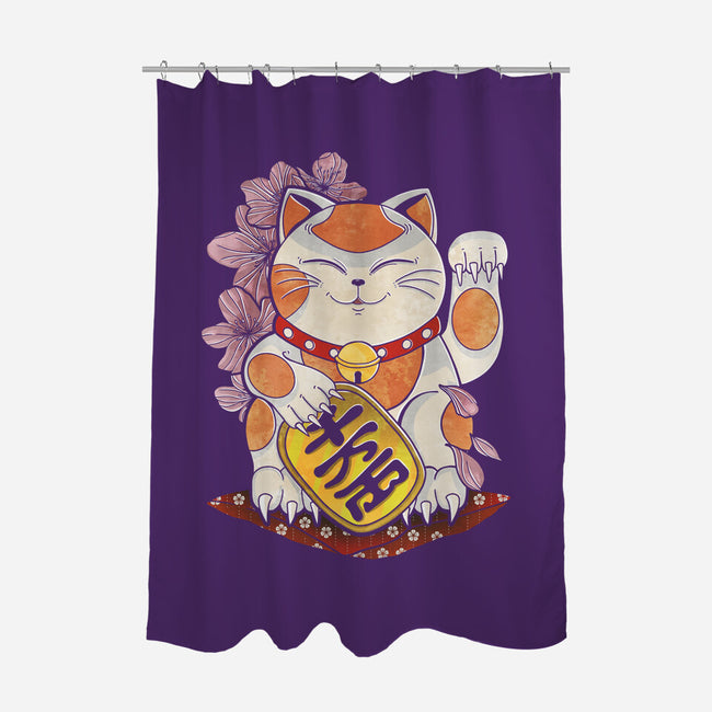 Lucky Cat-none polyester shower curtain-fanfreak1