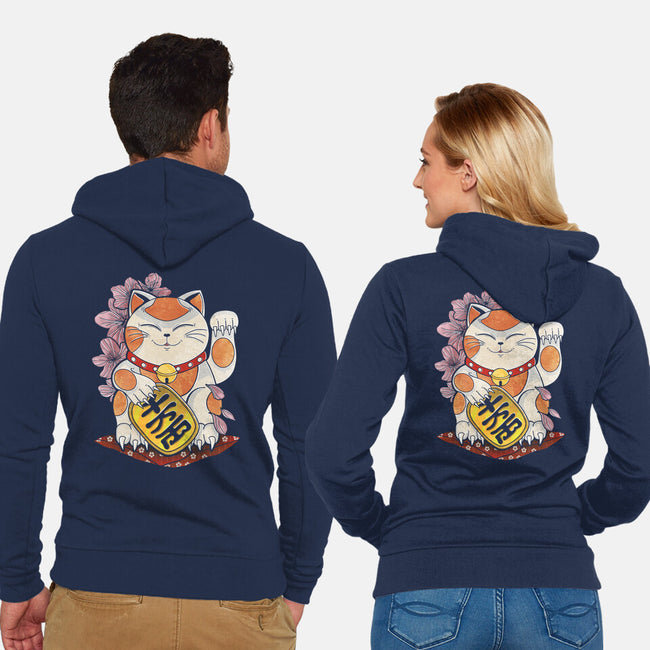Lucky Cat-unisex zip-up sweatshirt-fanfreak1