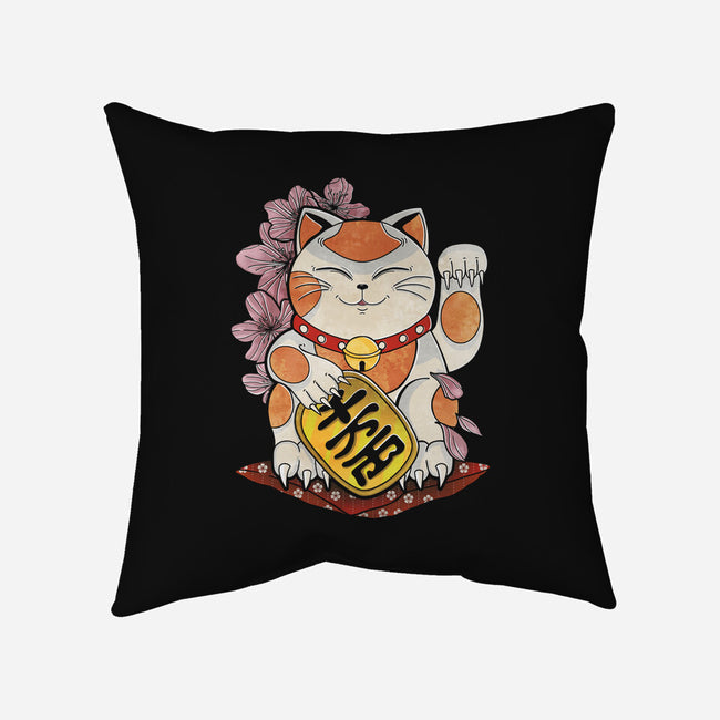 Lucky Cat-none removable cover w insert throw pillow-fanfreak1