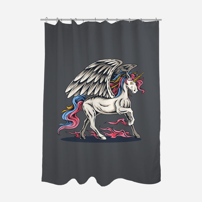 Flying Unicorn-none polyester shower curtain-Faissal Thomas