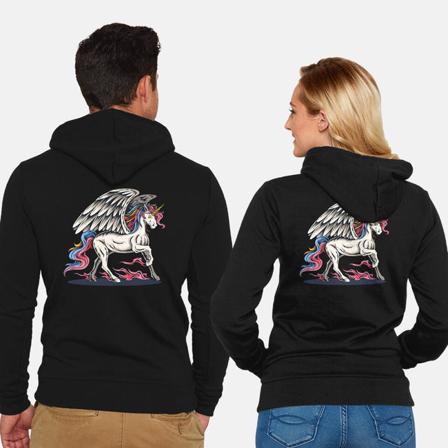 Flying Unicorn-unisex zip-up sweatshirt-Faissal Thomas