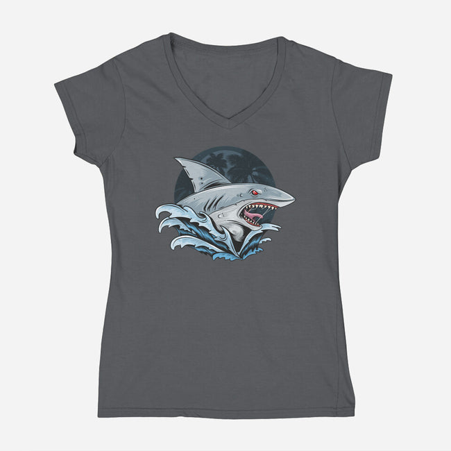Shark Rage-womens v-neck tee-Faissal Thomas