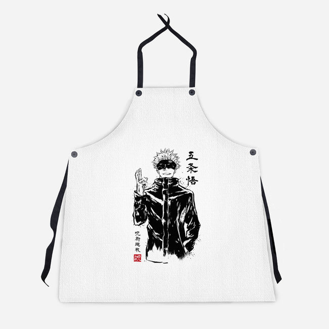 Satoru Gojo Sumi-E-unisex kitchen apron-DrMonekers