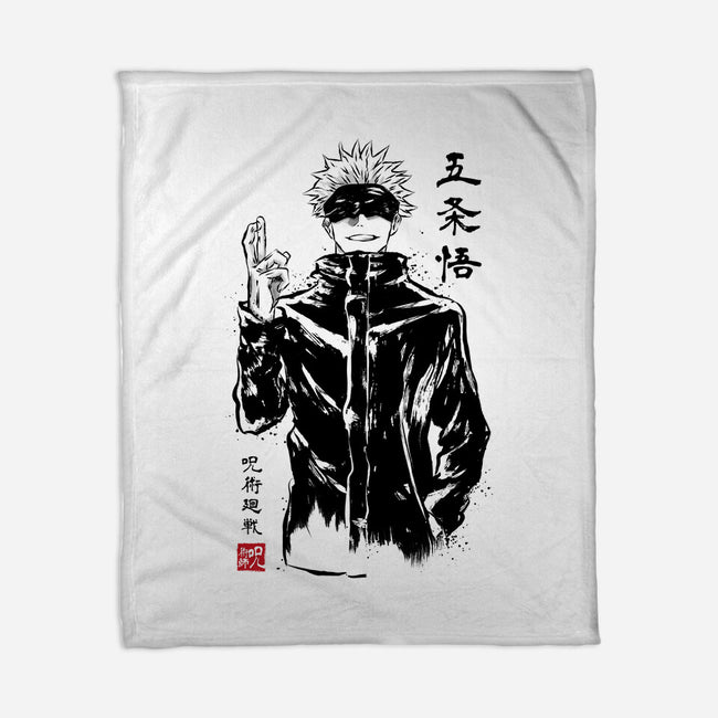 Satoru Gojo Sumi-E-none fleece blanket-DrMonekers