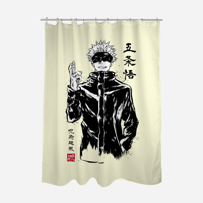 Satoru Gojo Sumi-E-none polyester shower curtain-DrMonekers