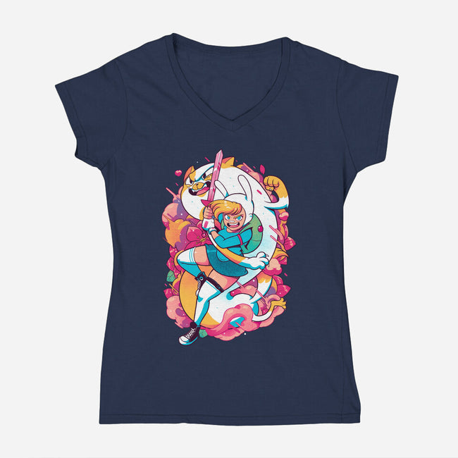 The Human And The Cat-womens v-neck tee-Bruno Mota
