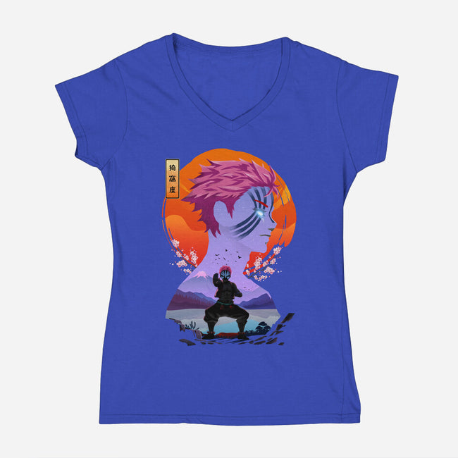 Akaza Slayer-womens v-neck tee-rondes