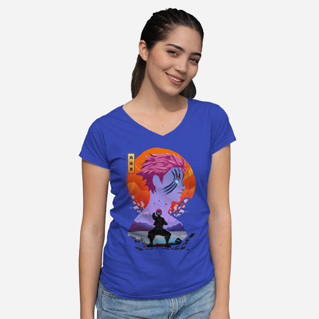 Akaza Slayer-womens v-neck tee-rondes