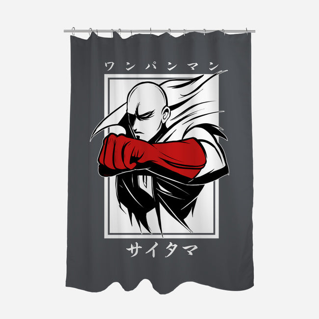 One Punch Red-none polyester shower curtain-Faissal Thomas