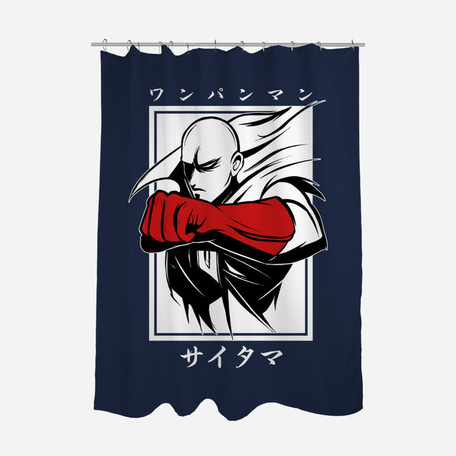 One Punch Red-none polyester shower curtain-Faissal Thomas