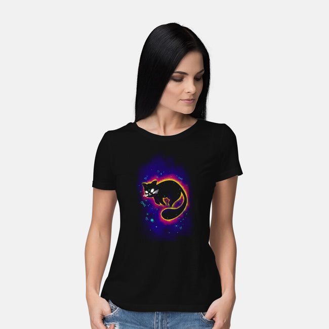 Floating Space Cat-womens basic tee-erion_designs