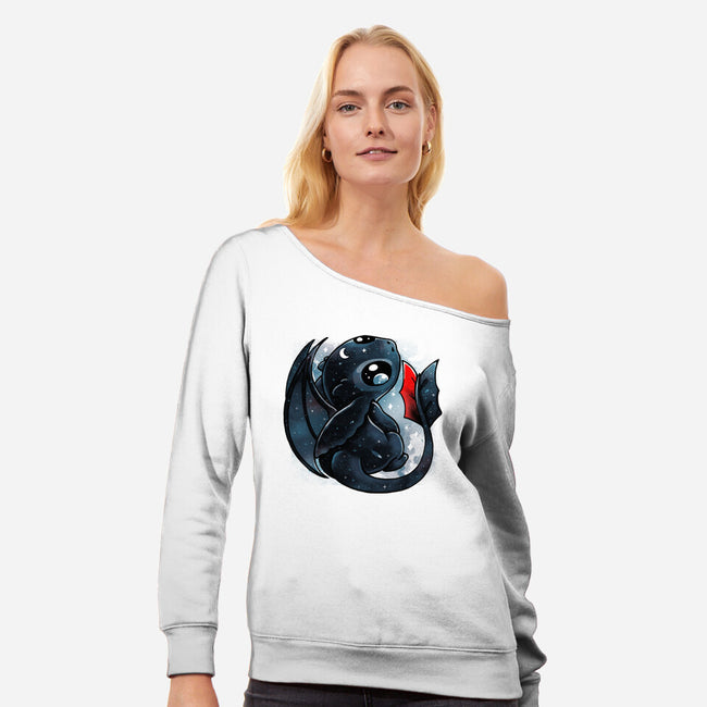 Dragon Starlight-womens off shoulder sweatshirt-Vallina84