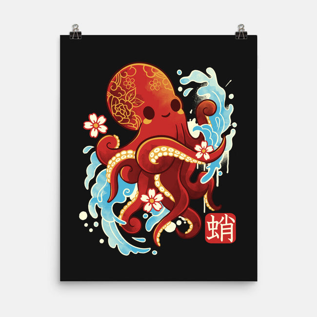 Japanese Octopus Kawaii-none matte poster-NemiMakeit