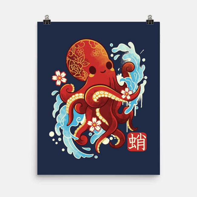 Japanese Octopus Kawaii-none matte poster-NemiMakeit