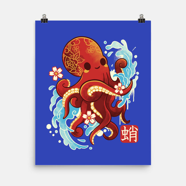 Japanese Octopus Kawaii-none matte poster-NemiMakeit