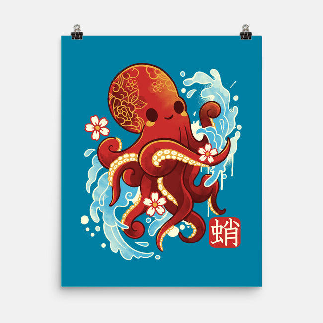 Japanese Octopus Kawaii-none matte poster-NemiMakeit
