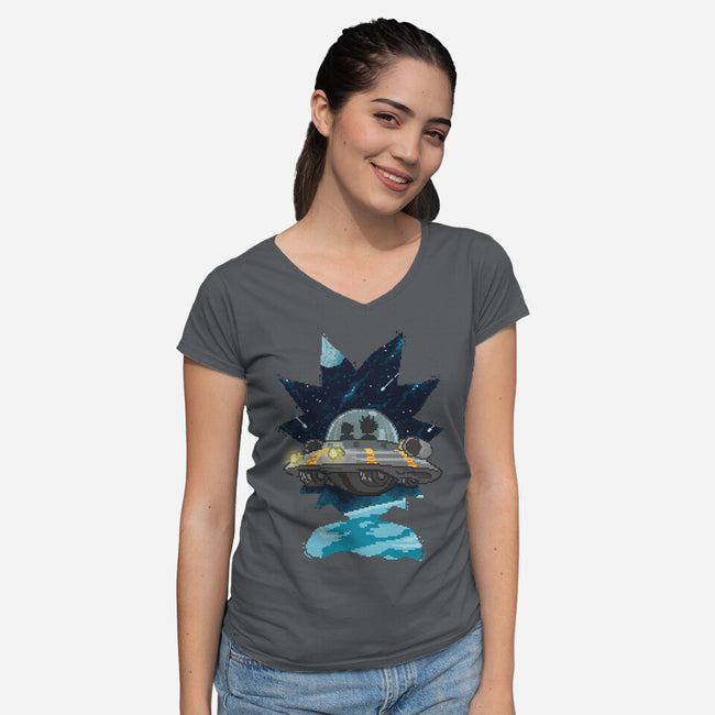 Pixel Rick-womens v-neck tee-danielmorris1993